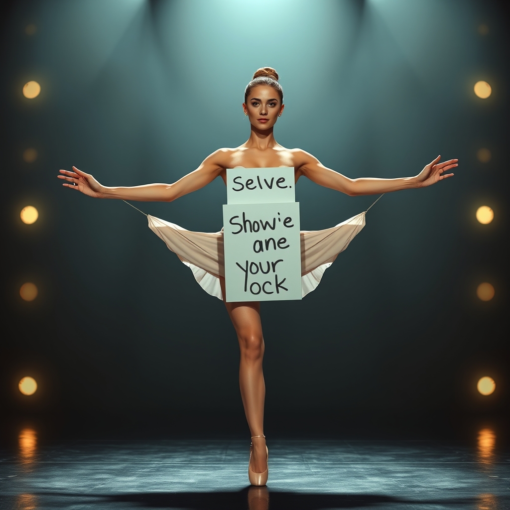 NSFW stunning slim ballerina on stage. Spreading her legs an
